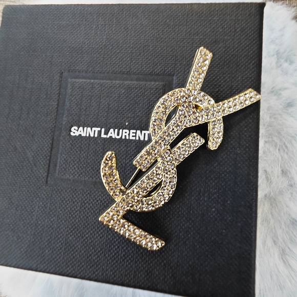 Yves Saint Laurent Rhinestone Embellished Brooch - Picture 3 of 6